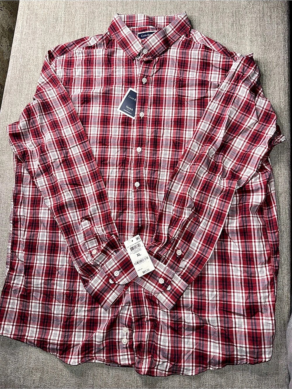 Club Room KARANDA Men's Plaid Stretch Shirt XL NWT